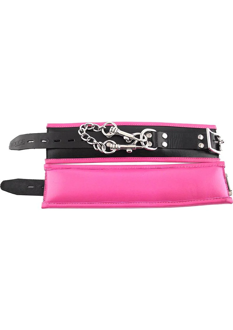 Rouge Padded Leather Adjustable Wrist Cuffs - Image 4