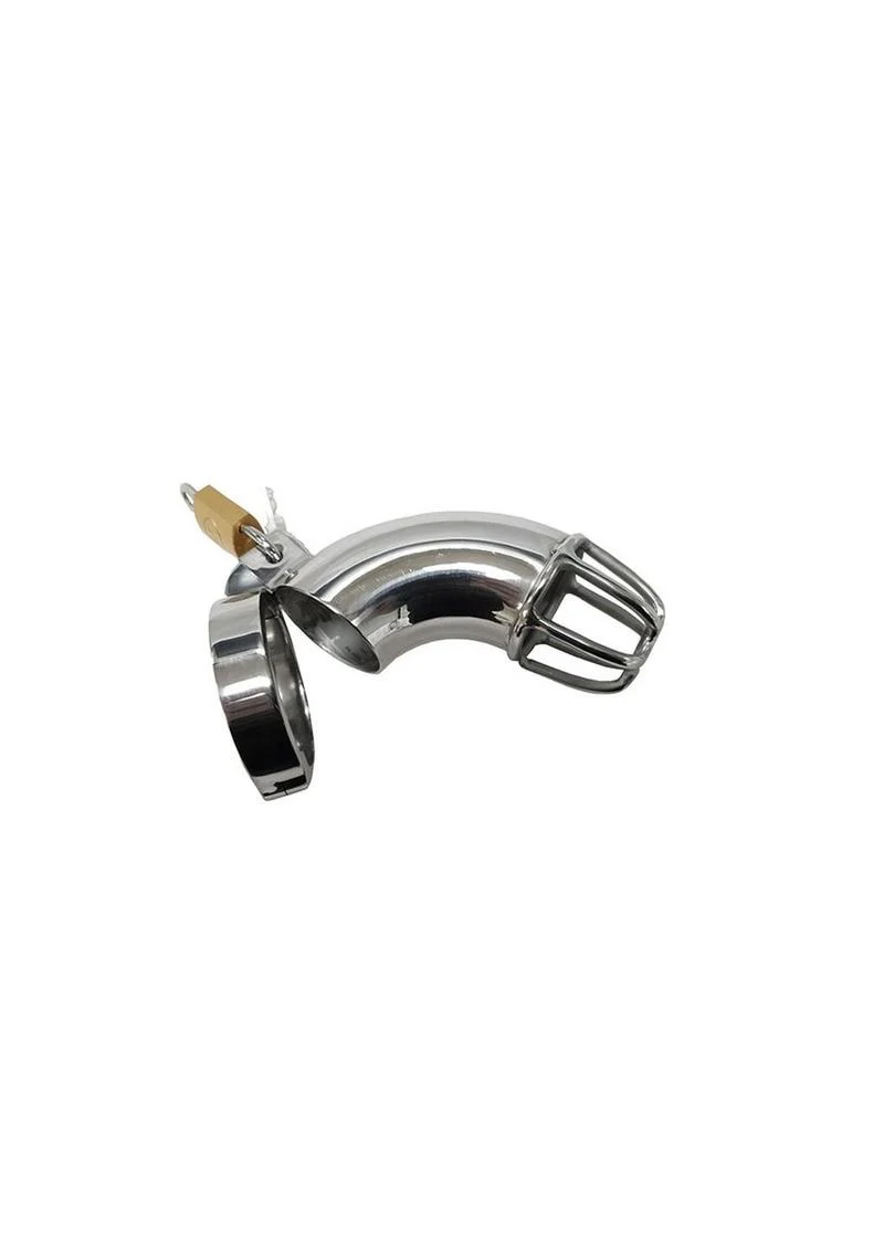 Rouge Stainless Steel Chastity Cock Cage with Padlock - Image 5