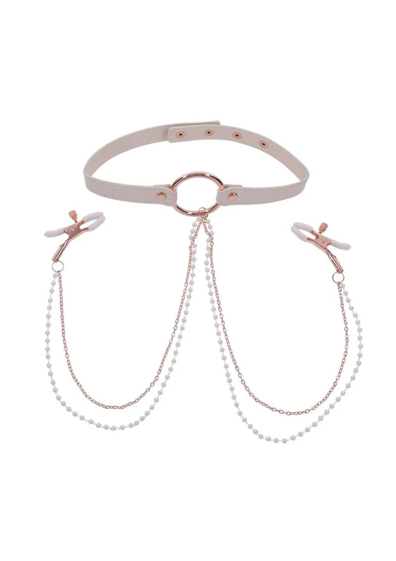 Sex and Miscielf Peaches 'N Creame Collar with Nipple Clamps - Image 2