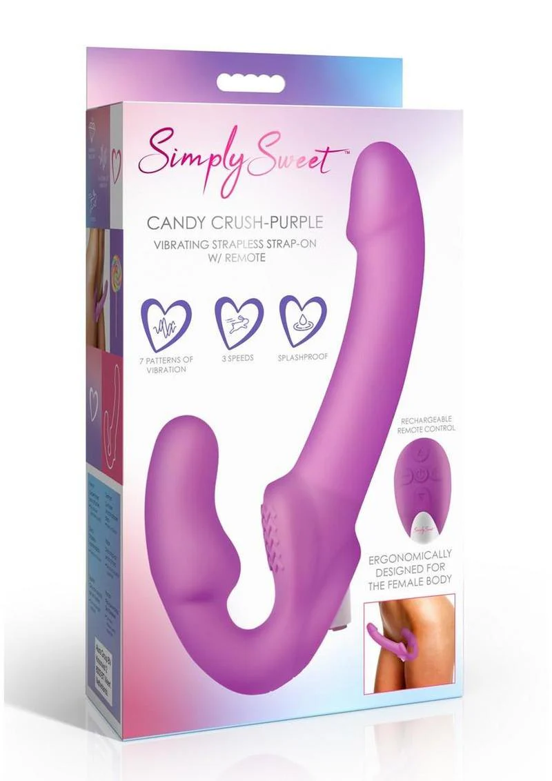 Simply Sweet Candy Crush Vibrating Rechargeable Silicone Strapless Strap-On with Remote - Image 2