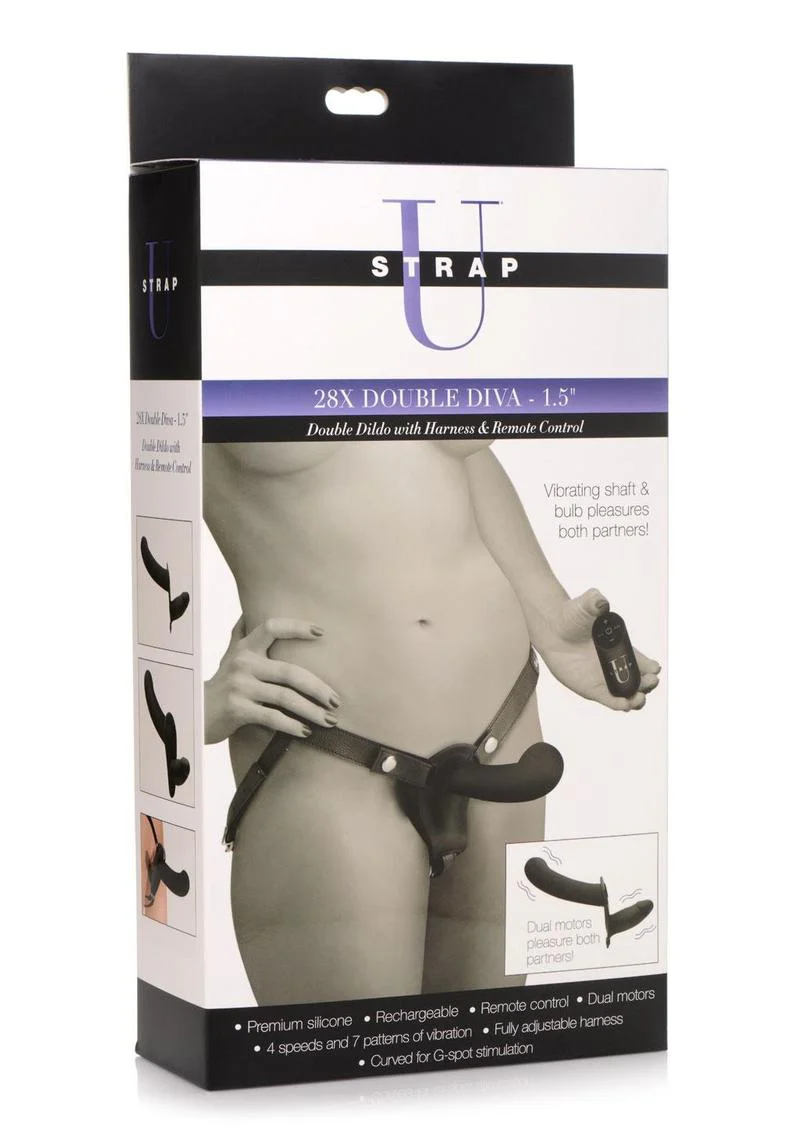Strap U 28x Rechargeable Silicone 28x Double Dildo with Harness and Remote Control - Image 4