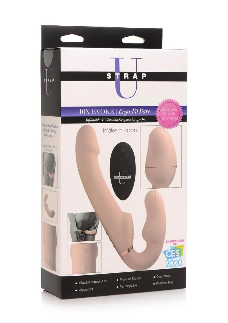 Strap U Inflatable Rechargeable Silicone Ergo Fit Strapless Strap-On with Remote Control - Image 3