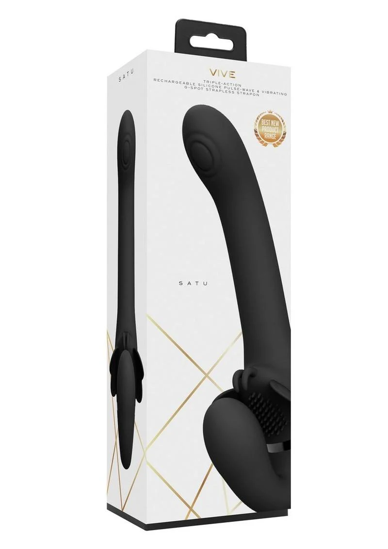 Vive Satu Rechargeable Silicone Pulse Wave and Vibrating Strapless Strap-On - Image 2