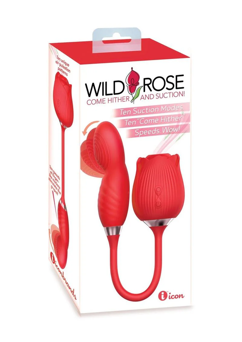 Wild Rose Come Hither Rechargeable Silicone Dual Stimulator with Clitoral Suction - Image 2