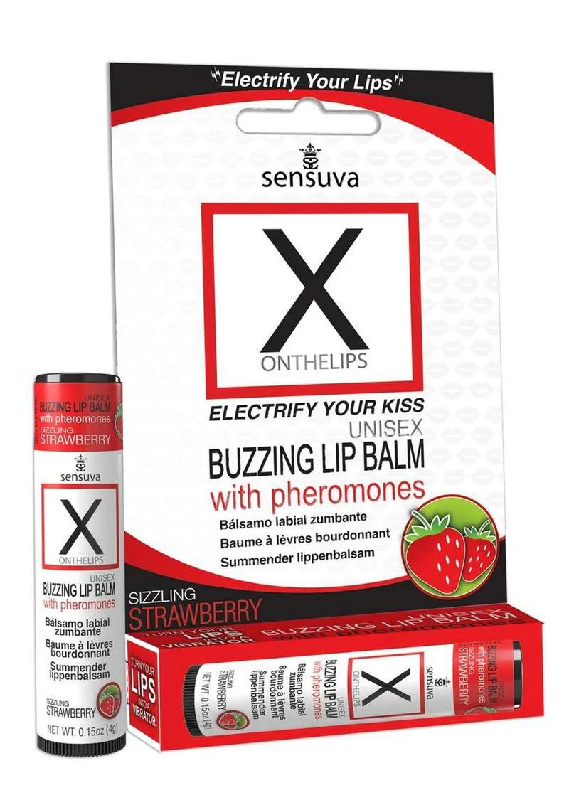 X On The Lips Buzzing Lip Balm with Pheromones Strawberry Flavor - Image 2